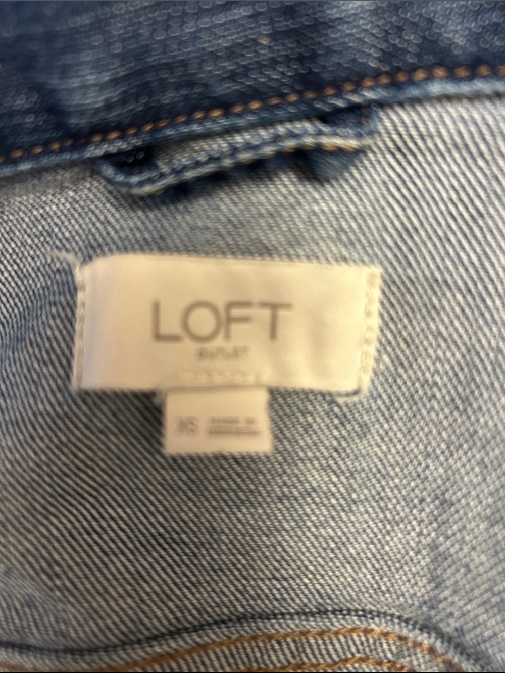 LOFT Light Blue Denim Jacket with Contrast Stitching